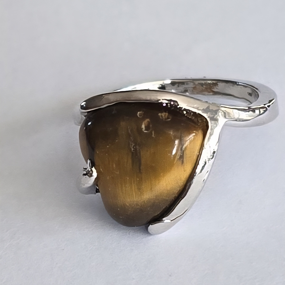TIGEREYE TITANIUM FOREVER WEAR SILVER NEW SIZE 6 ELEVATE YOUR STYLE RING - Picture 3 of 3
